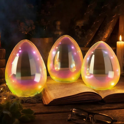 🌌🌟Easter Decor - Glowing Pearlescent Glass Egg Trio