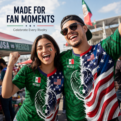Full Half USA Half Mexico Flag Split Print Soccer Jersey