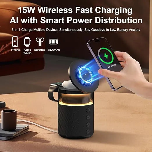 3-in-1 Bluetooth Speaker & Wireless Charging Night Lamp