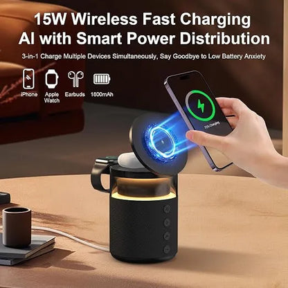 3-in-1 Bluetooth Speaker & Wireless Charging Night Lamp