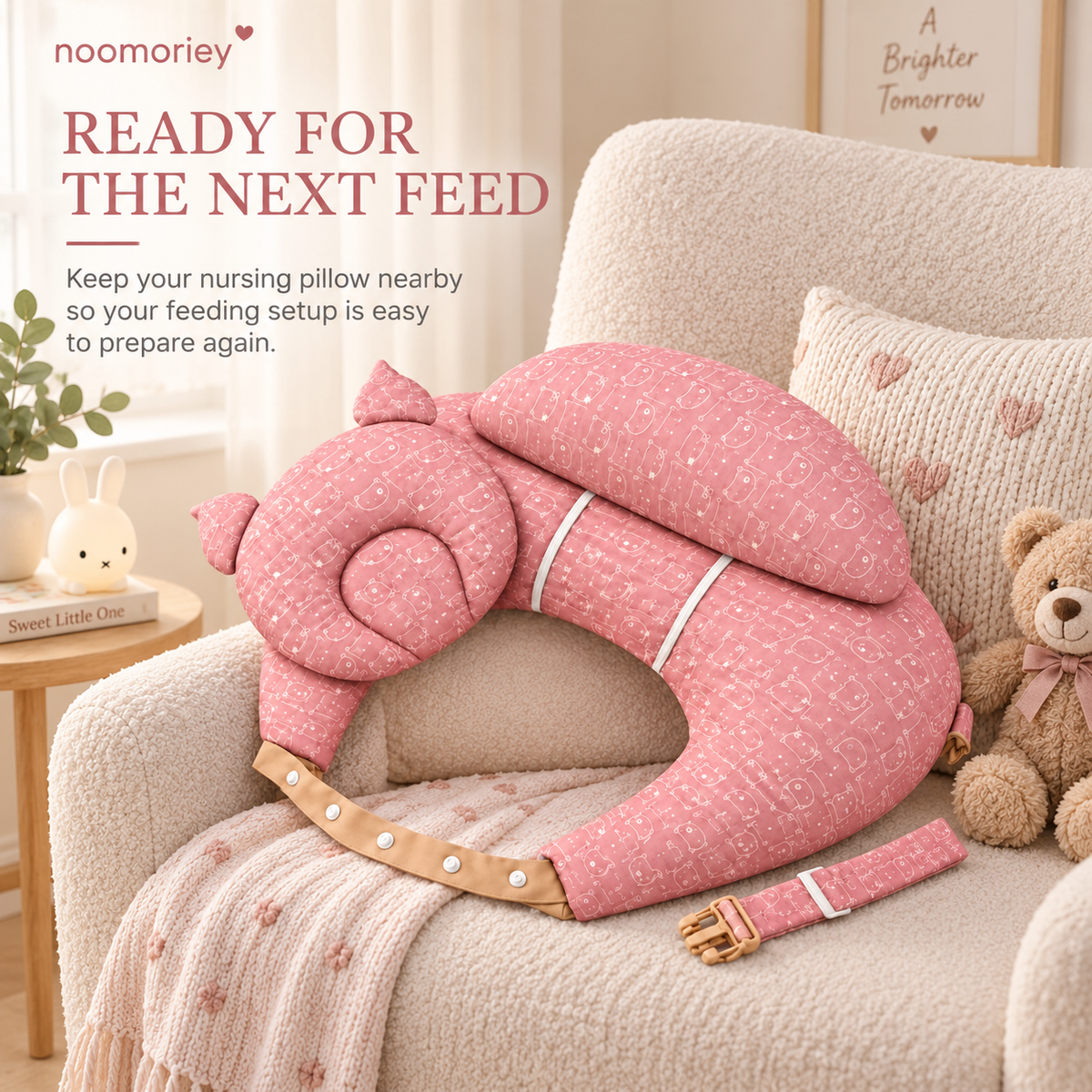 💗 Wearable Nursing Pillow – Wraparound Feeding Cushion with Adjustable Strap