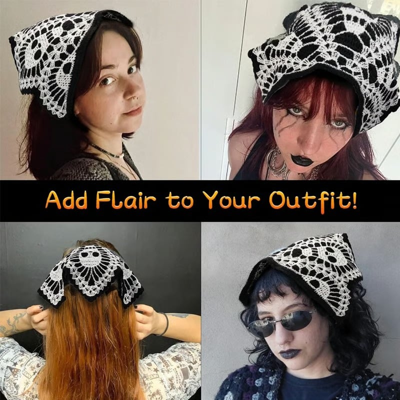 🕷️ Halloween Spider Web Knit Headscarf 🕷️
