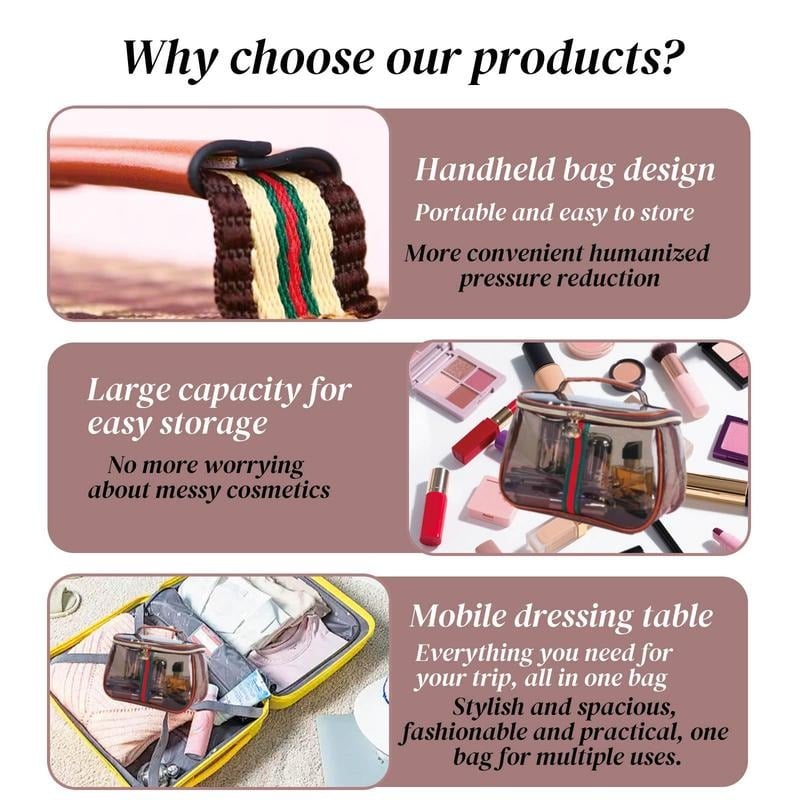 3-Piece Vintage Cosmetic Bag Set – Large Capacity Waterproof Makeup & Toiletry Organizer for Travel