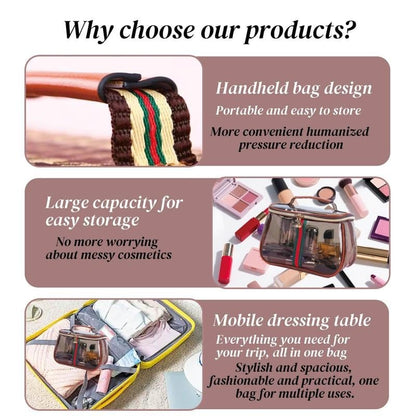 3-Piece Vintage Cosmetic Bag Set – Large Capacity Waterproof Makeup & Toiletry Organizer for Travel