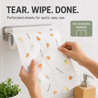 200Pcs Per Roll Reusable Cleaning Lazy Rags, Washable Kitchen Dish Towels & Multi-Purpose Wiping Cloths