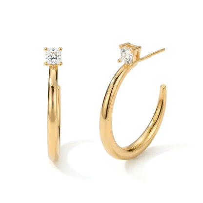 14K Gold & White Gold Plated Hoop Earrings