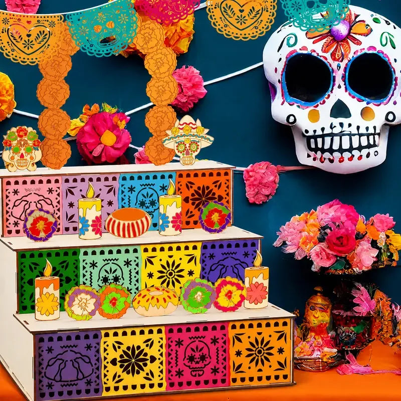 🎃🏵️Day of the Dead Wooden Altar Display Set
