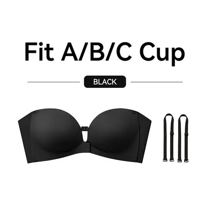 Womens Strapless Front Closure Bra Push Up Lift Bra Padded Add Cup Non Slip  Anti-Slip Grip & Removable Straps Fit Outfits Wireless Supportive  Seamless Comfortable