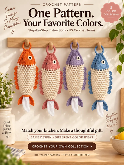 🐟 Goldfish Crochet Bag Holder PDF Pattern