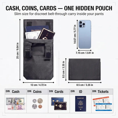 🔒 Anti-Theft Travel Waist Pouch – Slim Passport, Phone & ID Holder