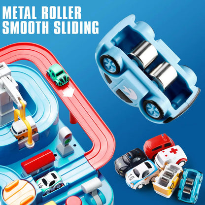 Kids Race Track Adventure Toy with 4 Cars - Safe & Easy Assembly