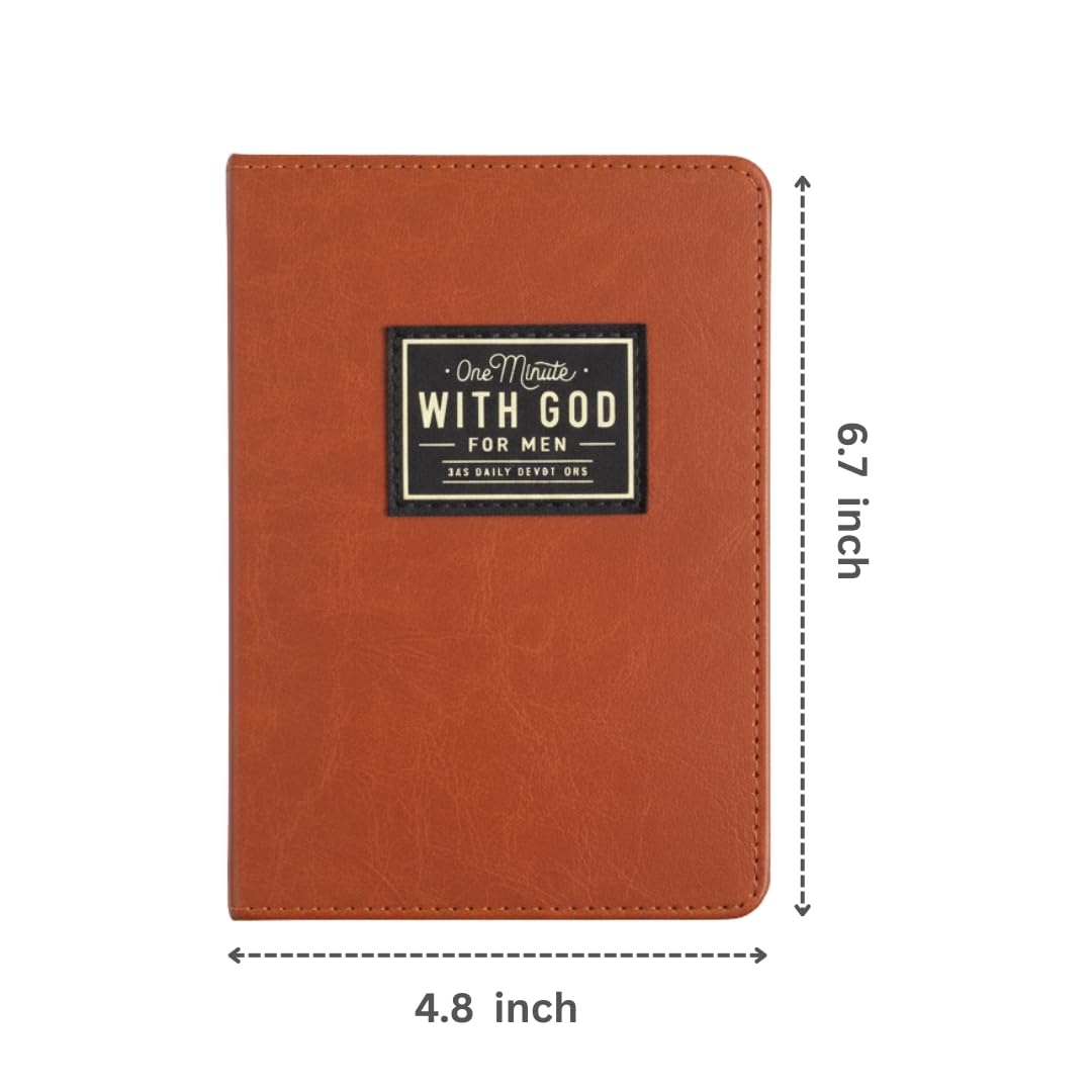 2026 One Minute with God Daily Devotional for Men, 365 Reflections to Strengthen Faith, Brown Faux Leather Edition
