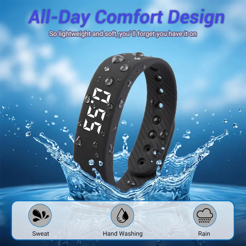 Fitness Tracker with Silent Alarm, Waterproof Band, Step Counter