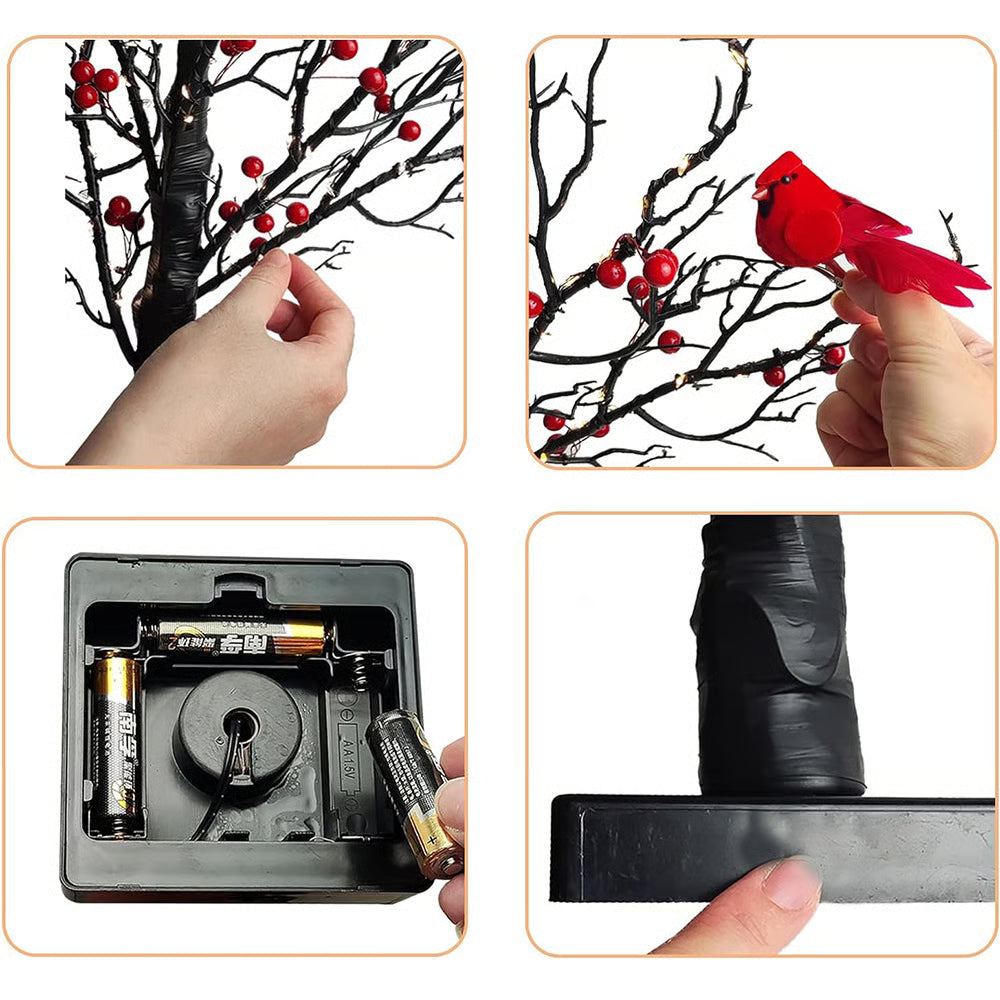 Birch Twig Tree with LED Lights & Birds