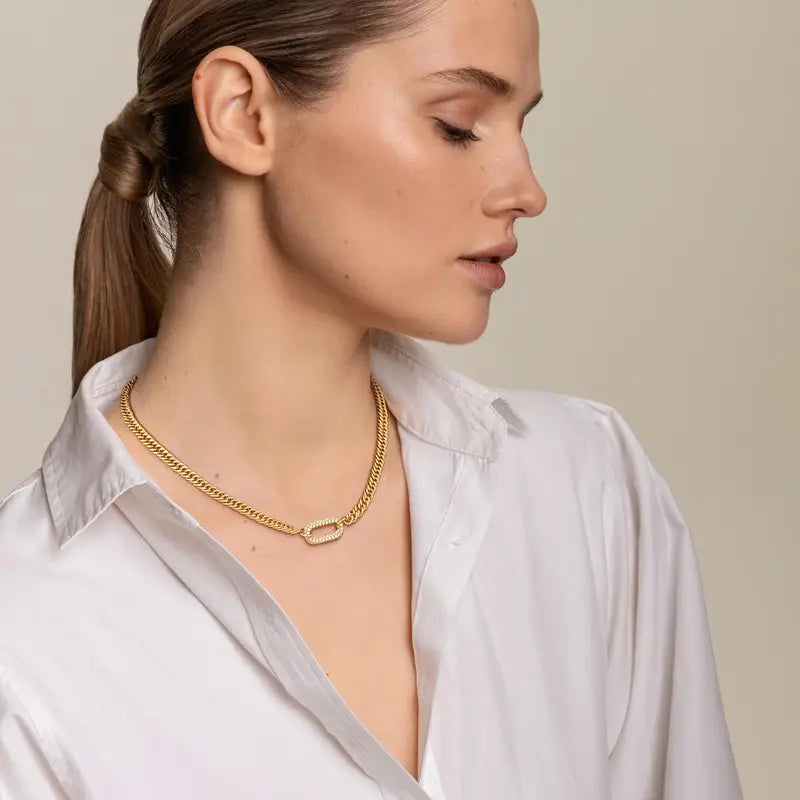 Cuban Link Chain Necklace with Zircon Clasp