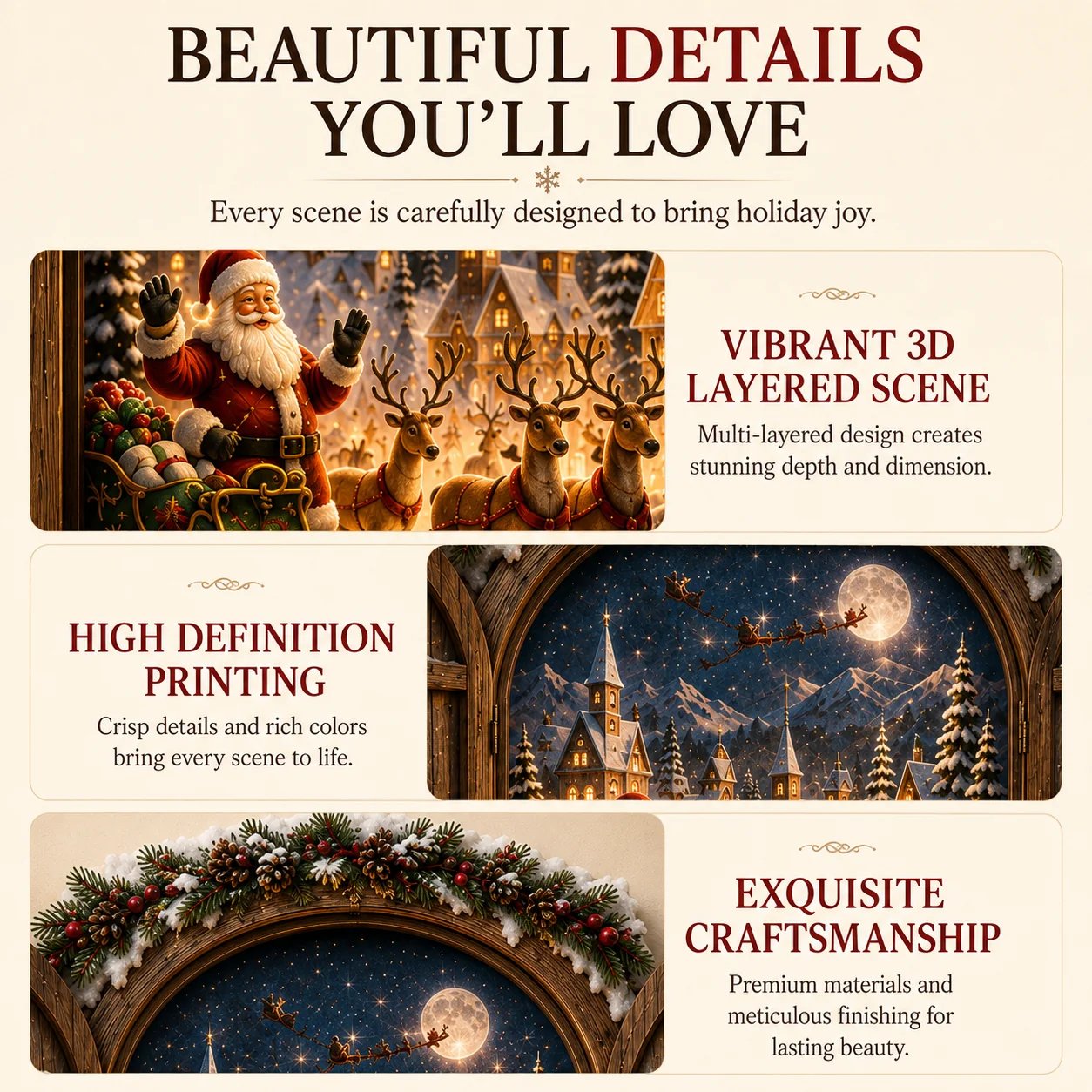 🎄Santa’s Secret Window Light – 3D Lighted North Pole Christmas Wall Decor🎅