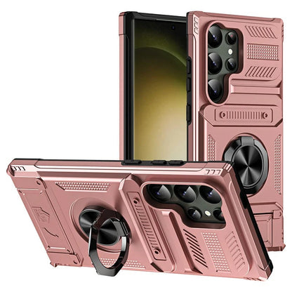 Samsung Galaxy S25/S24/S23 Case with Card Holder & 360° Magnetic Ring Stand