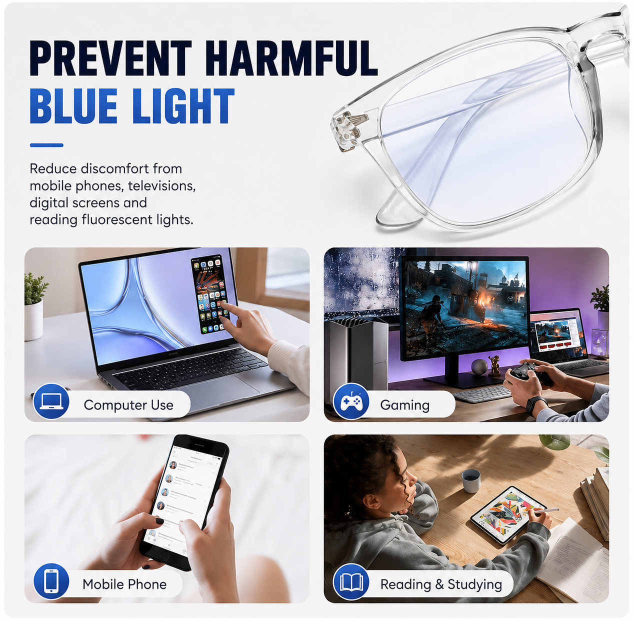 👓 Blue Light Blocking Glasses for Men & Women – Lightweight Everyday Screen Glasses