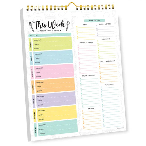 52 Sheets Pastel Undated Magnetic Weekly Meal Planner and Grocery List Notepad