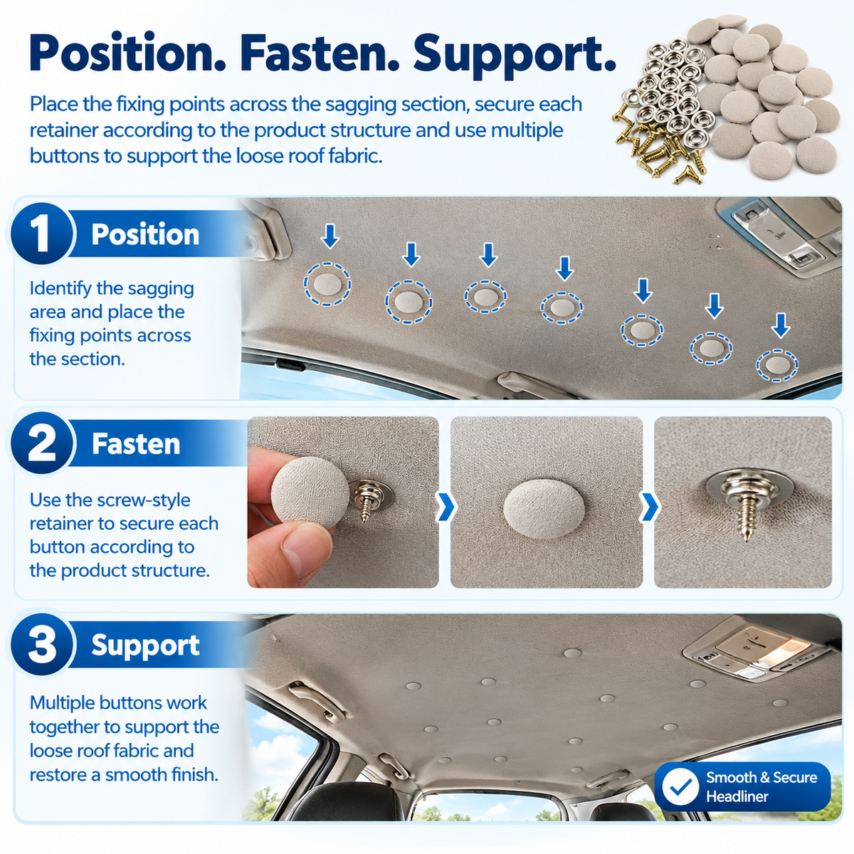50 Pack Car Roof Headliner Repair Buttons