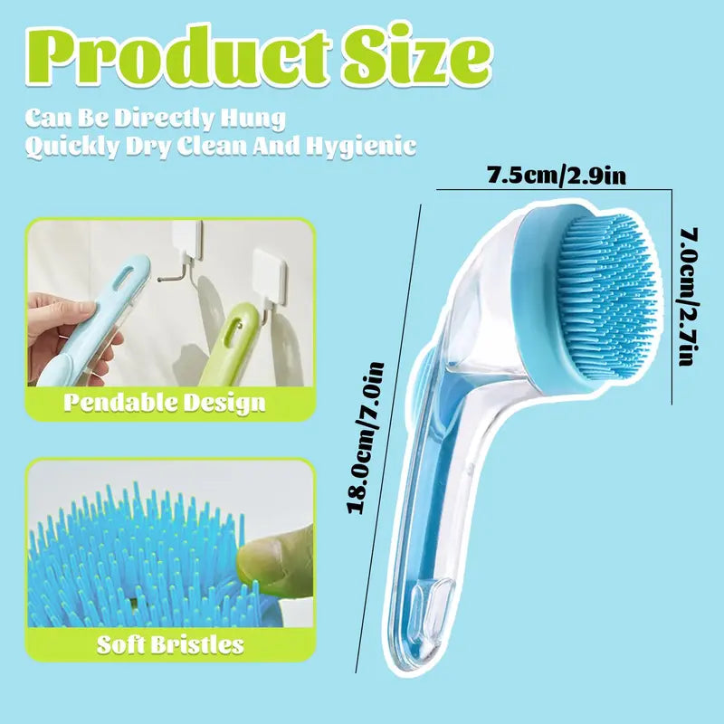 🐕🧼Pet Bath Brush with Shampoo Dispenser for Dogs & Cats