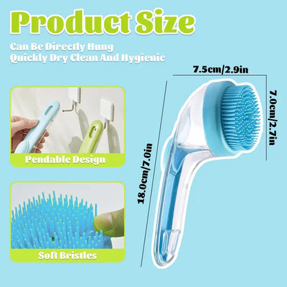🐕🧼Pet Bath Brush with Shampoo Dispenser for Dogs & Cats