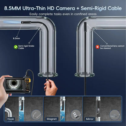 16.5FT Borescope Camera with Light, 4.3" HD Screen, Waterproof Endoscope with 8 LED Lights, Semi-Rigid Cable