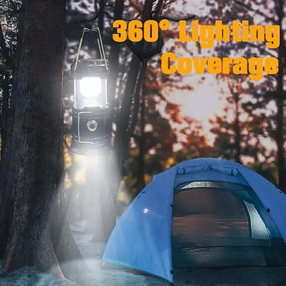Foldable LED Camping Lantern with Solar & USB-C Charging and Flashlight Mode