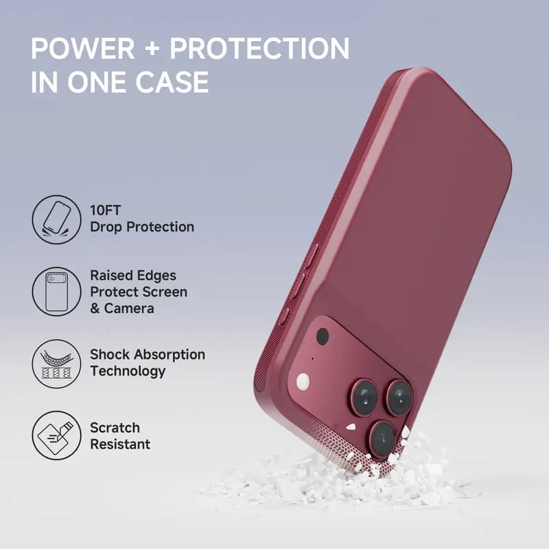 🔋 PinkBird Power Case for iPhone  – Slim Protective Battery Case & Dual Charging Power Bank Kit, Type-C Fast Charge, Lightweight Lightweight & Perfect Couple Gift