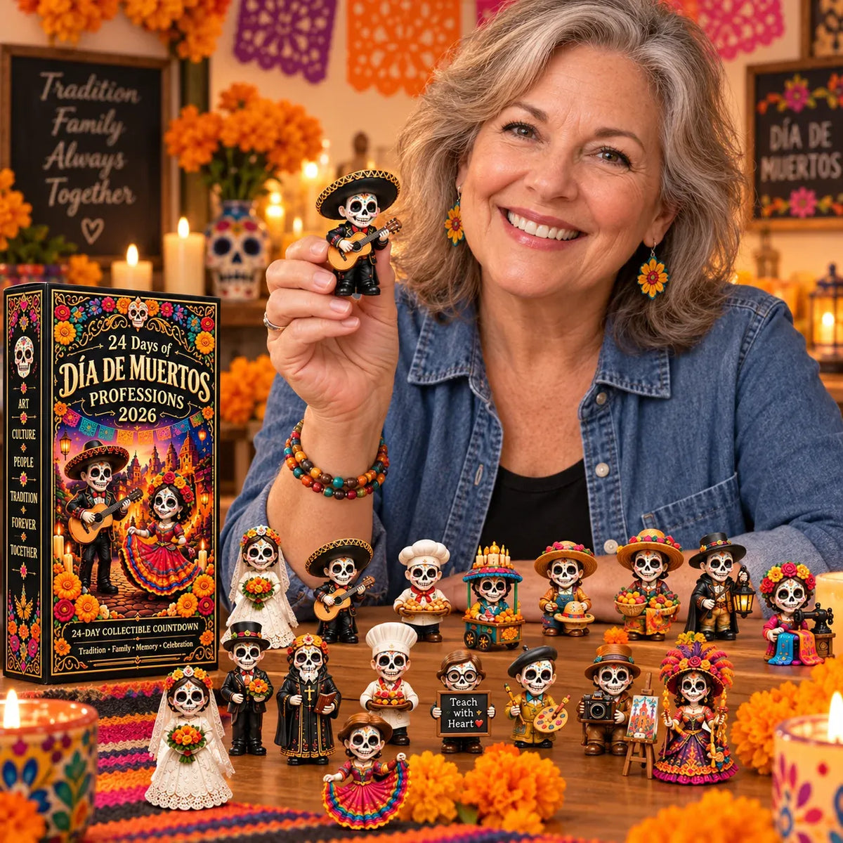 🧡💀 24 Days of Día de Muertos Professions Advent Calendar 2026 – 24 Unique Calavera Collectible Figures