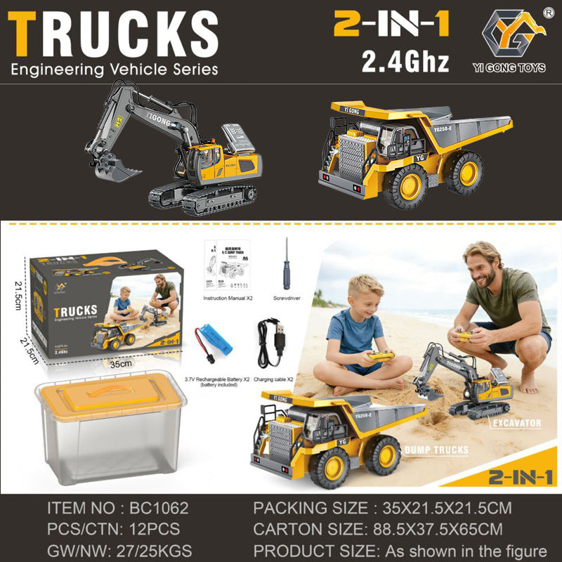 🚜2.4G Alloy RC Construction Team 1:20 Scale – 🏗️Big Remote Control Truck Fleet Toy for Boys (Free Shipping✈️)