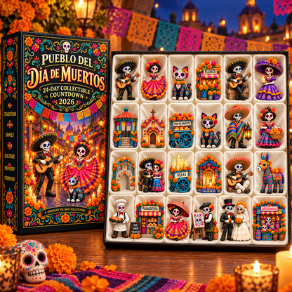 🌺 Día de los Muertos 24-Day Heritage Village Advent Calendar | Hand-Painted Mexican Keepsake 💀