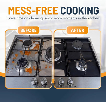♻️ Reusable Gas Stove Burner Liners – Cut-to-Fit Stove Protector Mats