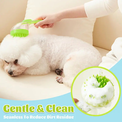 🐕🧼Pet Bath Brush with Shampoo Dispenser for Dogs & Cats