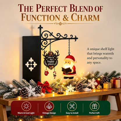 📚 Hanging‑Style Xmas Shelf Lamp, Santa / Reindeer / Snowman For Cozy Reading Nook Holiday Styling