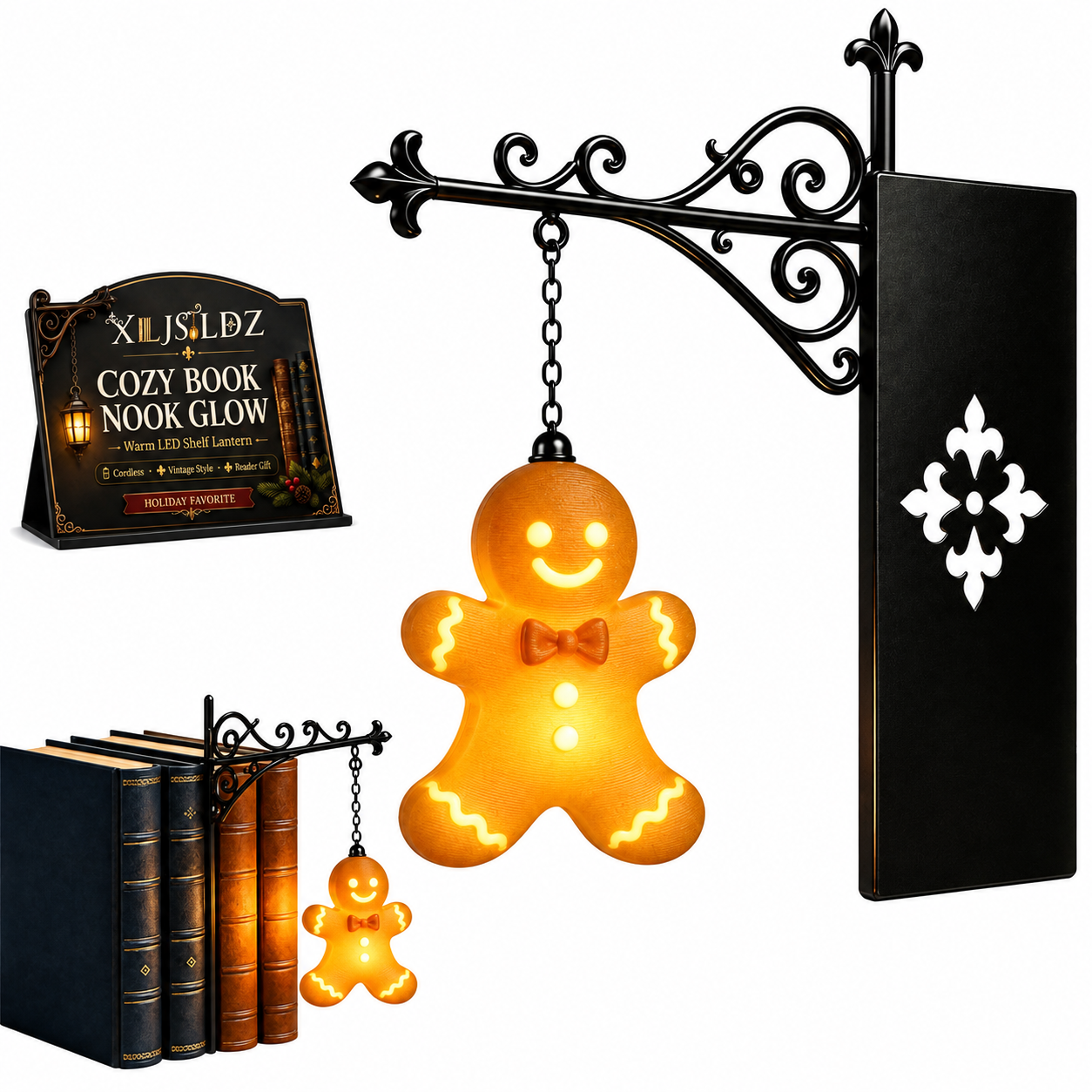 📚 Hanging‑Style Xmas Shelf Lamp, Santa / Reindeer / Snowman For Cozy Reading Nook Holiday Styling