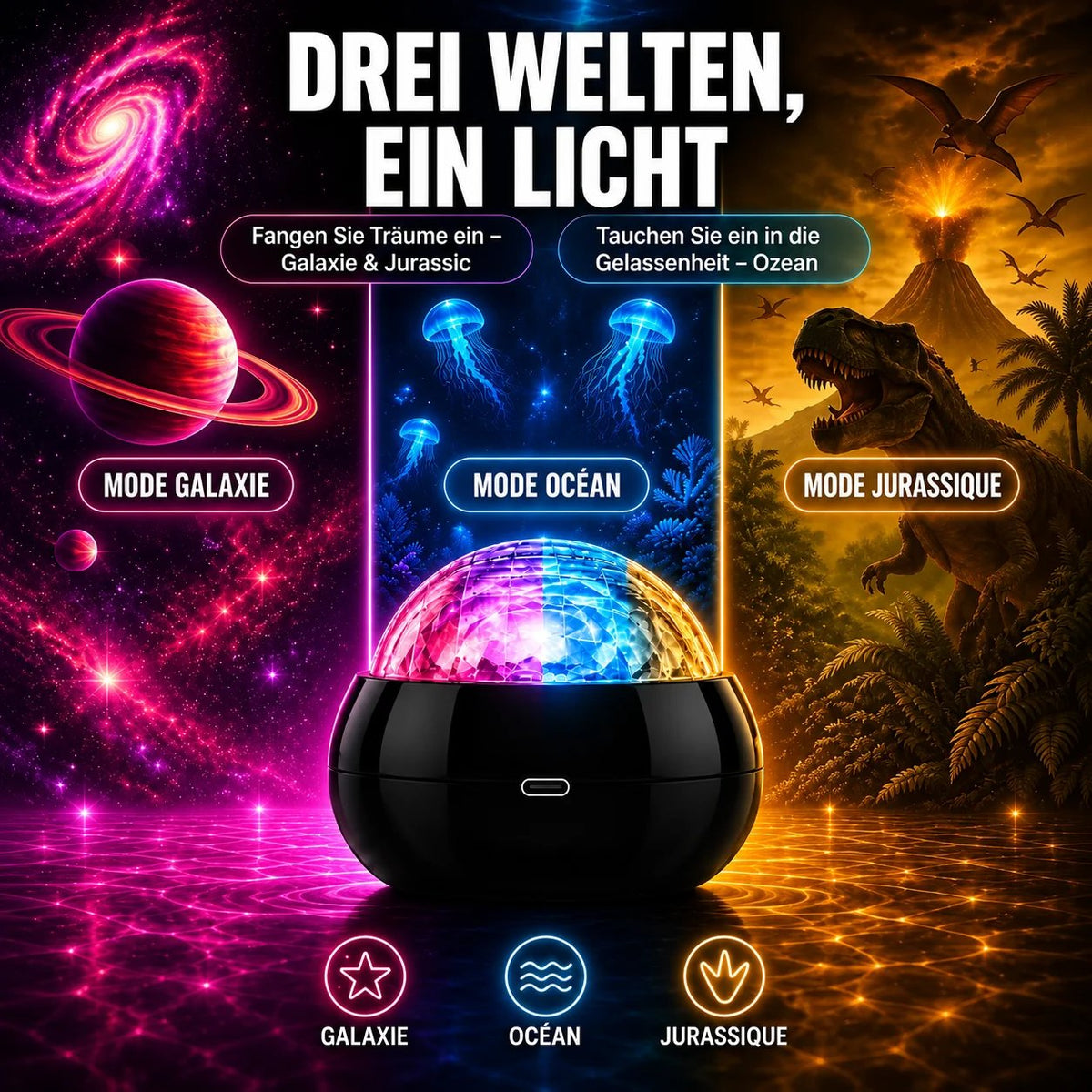 🌌Ocean Dinosaur Projector Lamp – Popular with over 100,000 users