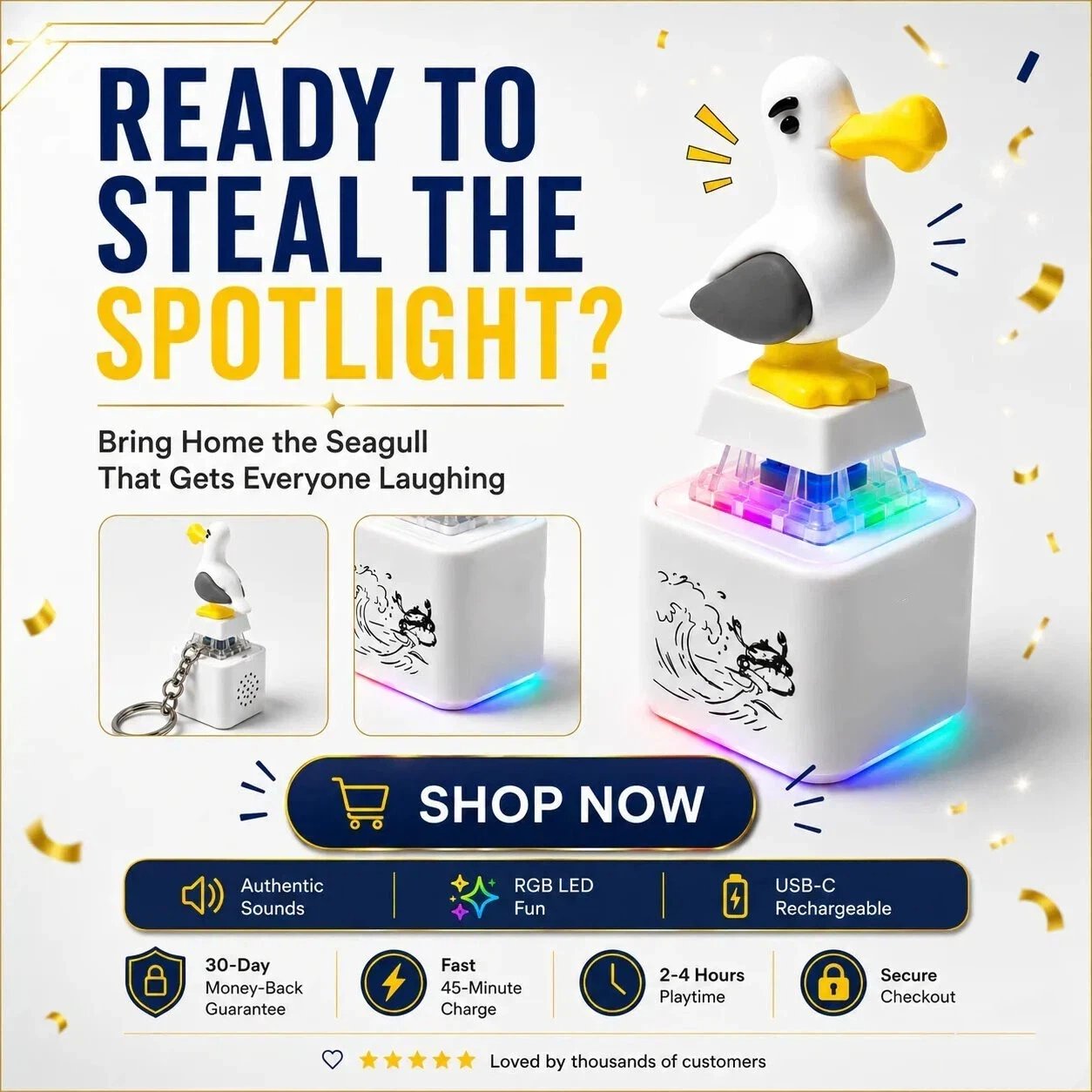 Button Keychain-Real Sound & LED Light
