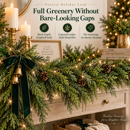 🎄 2-Pack 6FT Real-Touch  Artificial Cedar Garland