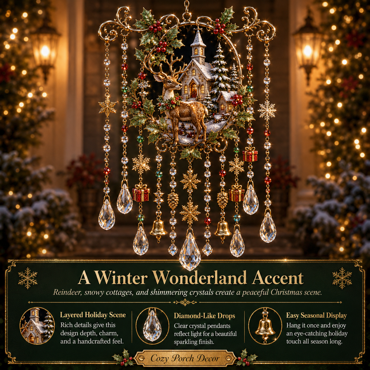 🎁Christmas Crystal Wind Chime for Porch & Garden Decor