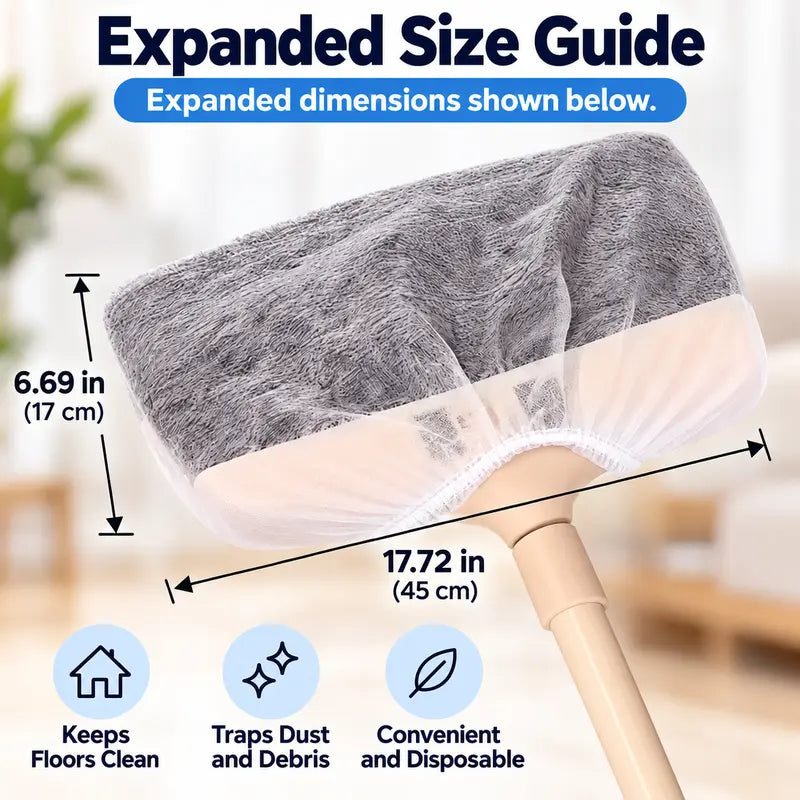 50 PCS Disposable Dusting Covers for Brooms – Static Dust Remover for Hair, Pet Fur & Floor Cleaning