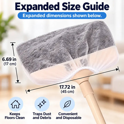 50 PCS Disposable Dusting Covers for Brooms – Static Dust Remover for Hair, Pet Fur & Floor Cleaning