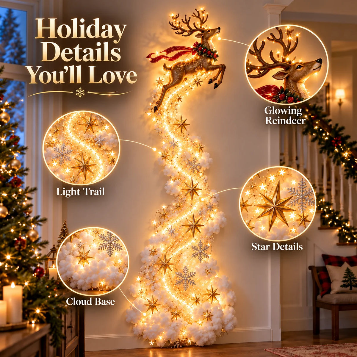 🎄 Christmas Magic LED Train Wall Light | Santa Holiday Wall Decoration