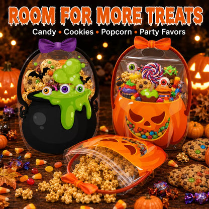 🎃 Halloween Treat Bags with Handles – Pumpkin & Witch Cauldron Goodie Bags for Kids, Candy & Party Favors