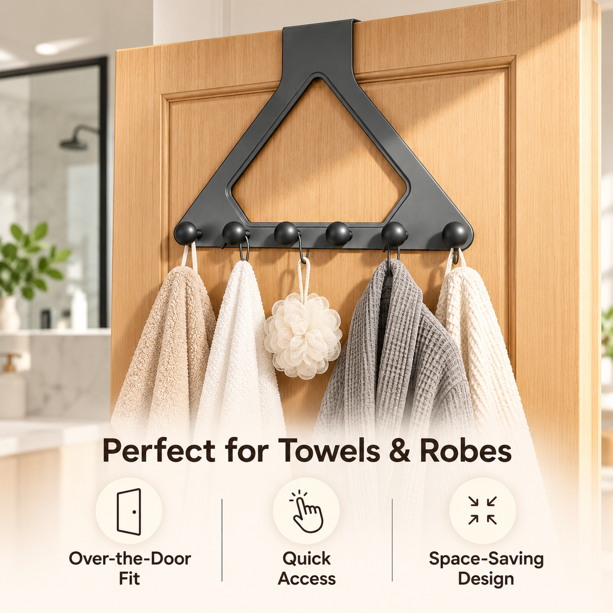6-Hook Over-the-Door Organizer Rack – Space-Saving Storage for Home 🚪