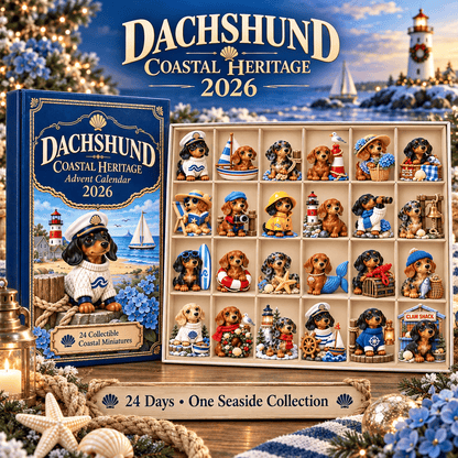 🐶 24 Days of Dachshund Coastal Christmas – Hand-Painted Miniature Dog Advent Calendar 🎄