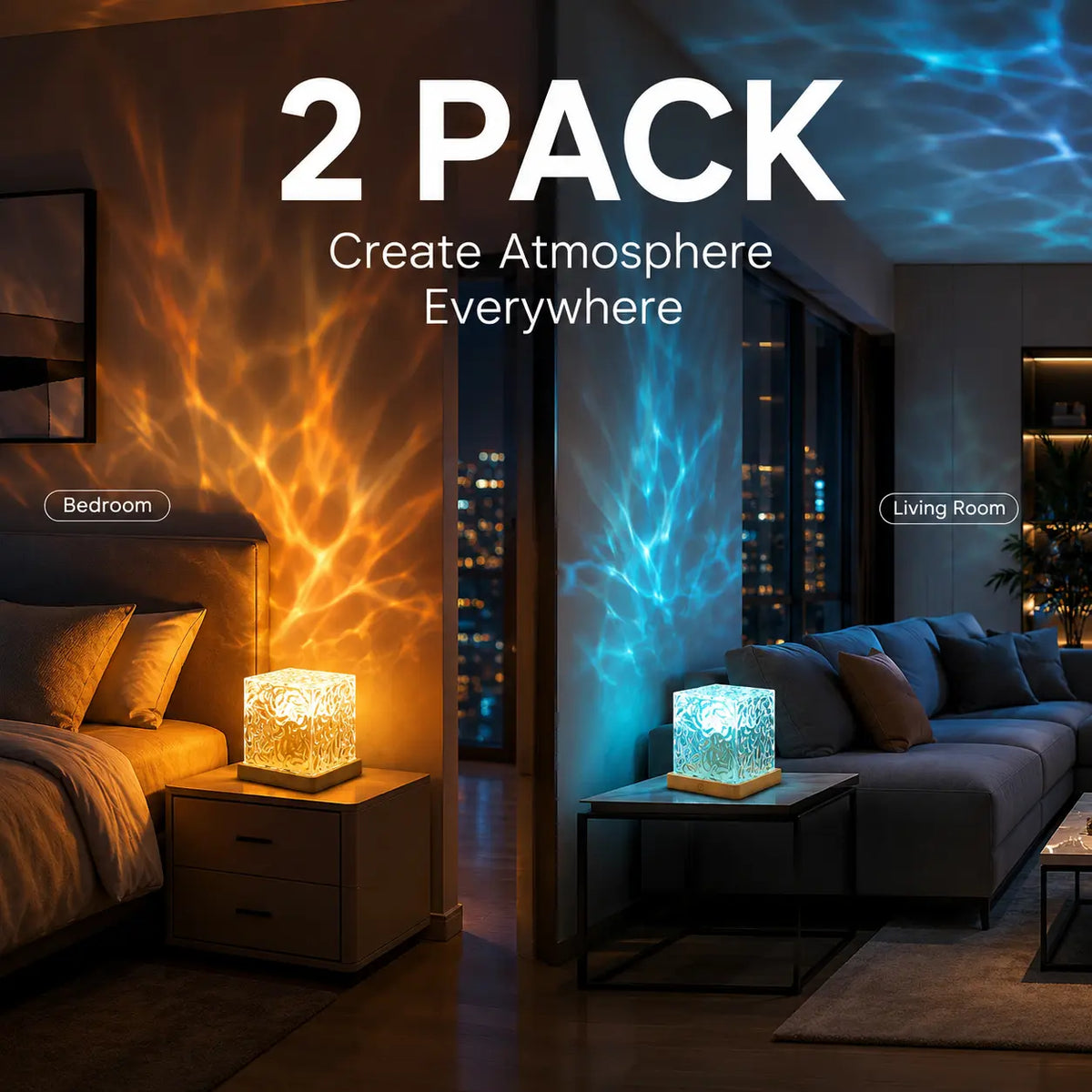 Rechargeable Wave Projector – 16 Color Shower Light, Remote Controlled & Waterproof