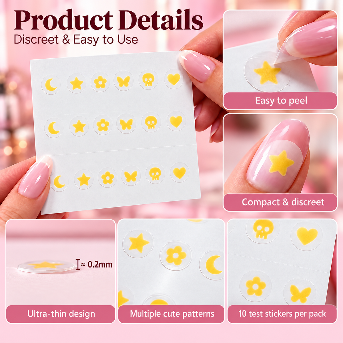 ❤️ Drink Testing Nail Stickers – Discreet, Easy-to-Use Drink Checks for Nights Out