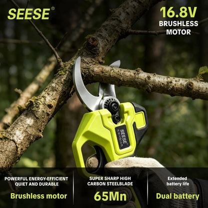 Electric Pruning Shears for Gardening: 1.25" Cutting Cordless Power Pruner, Brushless Motor, Dual21V Battery For Tree & FlowerTrimming