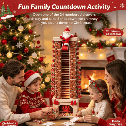🎁Christmas Advent Calendar 24 Days Countdown, Sliding Santa Chimney Tower Decor for Kids Family Holiday Gift